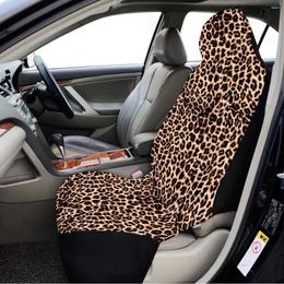 Car Seat Covers Yellow Leopard Pattern Front Cover For Women And Men Washable Soft Thin Driver's Protective Suitab