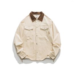 Men's Casual Shirts 2023 Fashion White Background Picture Lapel Color Corduroy Jacket2023 Jack