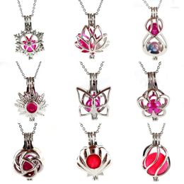 Pendant Necklaces Mixed Design Pearl Cage Necklace Locket Beads 20'' Steel Chains Women Girl Gift