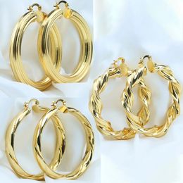 Stud Gold Colour Earrings Copper Twisted Wire Hoop Earring for Women Thread 60mm Circle Round Ear Accessories Fashion Jewellery 231218