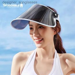 Visors Adjustable Women Transparent Sun Visor Hat C Uv Protection Cover Flexible Summer C sun-proof sun hatL231219