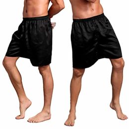Underpants Pyjamas Boxers Casual Pyjamas Silk Shorts Simulated Bottoms Home Colour Satin Sleep Solid Pants Men NightwearL1218