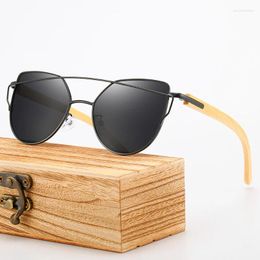 Sunglasses Polarised Bamboo Leg Glasses Square Goggle Retro Female Sun Classes UV400