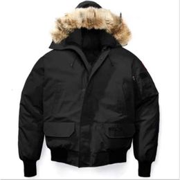 Canda Goose Down Jacket Men Bomber Puffer Jacket Real Wolf Fur Hooded Canvas Pockets Warm Thick Outwear Designer Women Ruff Winter Coat 480