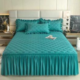 Bed Skirt Solid Colour Ruffled Cover Bedroom Non-slip Mattress Bedsheet Bedspread