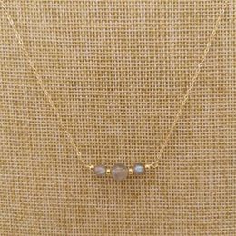 Labradorite Moonstone Necklace Round Natural Stone 14K Gold Filled Choker Charms Pendants BOHO Women Gift Collier Femme Chains234b