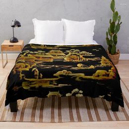 Blankets BLACK GOLD PAGODA GARDENS House Of Harlequin Throw Blanket For Winter Fluffy Softs Sofa Bed