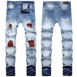 2 New Designer Mens Jeans Skinny Pants Casual Luxury Jeans Men Fashion Distressed Ripped Slim Motorcycle Moto Biker Denim Hip Hop Pants#302