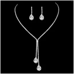 Necklace Earrings Set 2 Pieces Women's Jewellery Rhinestone Bridal Charm And Gifts For Women Bridesmaids Girls