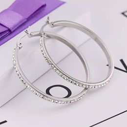 Wholesale Gold Plated Stainless Steel Large Diamond Hoop Earring for Women Jewellery