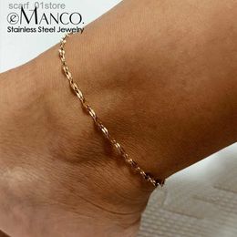 Anklets eManco Stainless Steel Fish Lips Chain Anklet For Women Summer Beach Foot Jewelry On The Leg Minimalist Anklets FemaleL231219