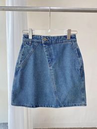 Skirts 2023 Classic Logo Asymmetrical Denim Skirt Half Women's Casual All-match A-line