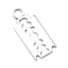 100pcs lot Alloy Silver Color Razor Blade Charms Bracelet Choker Necklace Pendant Charms For Jewelry Making Handmade Craft 24 11mm2835