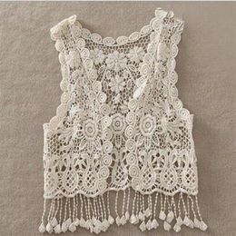 Cover-Ups Summer Toddler Kids Baby Girls Crochet Lace Hollow Cardigan Tops Vest Tassels Cover Up Waistcoat Swimwear Beachwear Saro298z