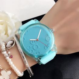 Brand Quartz Wrist watches for Women Men Unisex with 3 Leaves leaf Clover style dial Silicone band watch AD22244N