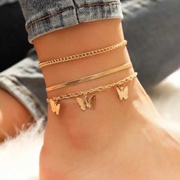 Anklets Boho Butterfly Anklets Bracelet for Women Leg Chain Foot Jewellery Summer Beach Accessories Femme Ancklet Sandals Tobilleras jerL231219