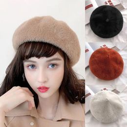 Berets Soft Wool Blend Beret Caps Cute Headwear French Artist Women's Beanies Elegant Sboy Cap Autumn Winter