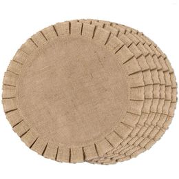 Table Mats Burlap Round Braided Placemats Set Of 6 For Tables 15 Inch Heat Resistant Jute Woven Fabric Natural Home Dinning