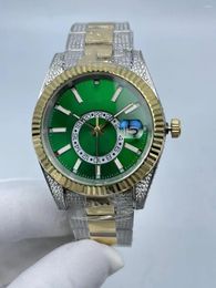 Wristwatches "Luxury Mens Watch Diamond Case With Strap 42mm Calendar Mechanical Movement Sapphire Mirror Surface