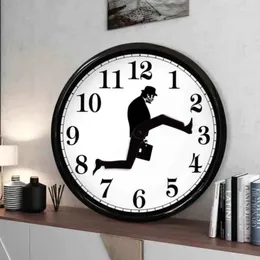 Wall Clocks Ministry Of Silly Walks Clock Creative Walking Time Businessman Briefcase Glass Round Office Home Decoration