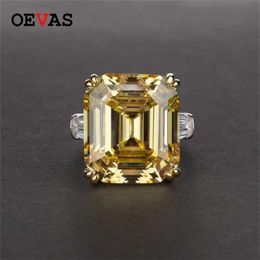 OEVAS 100% S925 Sterling Silver Luxury Square Pink Yellow White High Carbon Diamond Wedding Rings For Women Party Fine Jewellery 220273N