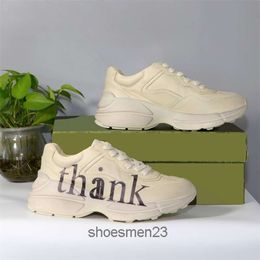 Rhyton Designer Shoes Beige Men Trainers Vintage Luxury Chaussures Ladies Shoe Fashion Sneakers Wave Mouth Sneaker with 7 XHXA