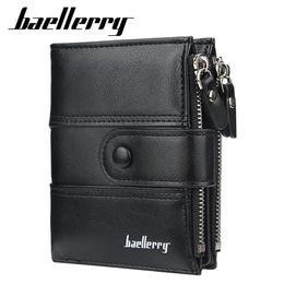 Wallets Baellerry Men Fashion Short Purse With Coin Pocket Vintage Double Zipper Wallet Male Card Holder W0212543