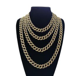hip hop full diamond cool Cuban necklace men's full diamond punk accessories gold chain width 13mm 18-30inches270U