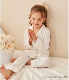 Pajamas Childrens Girls Lolita Turndown Collar Pajama Sets.Cotton Tops+Pants.Toddler Kids Lace Pyjamas set.Girl Sleepwear Loungewear