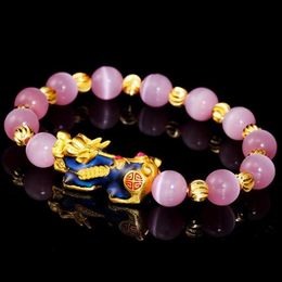 Natural Beads Bracelet Opal Stone For Men Women 10mm Pixiu Feng Shui Wealth Good Luck Jewellery Bijoux Drop Beaded Strands266f