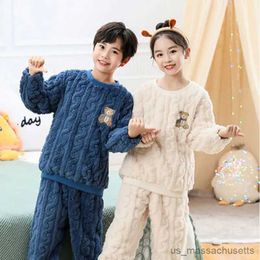 Pyjamas Flannel Winter Warm Baby Boys Girls Pyjamas Sets Thicken Toddler Sleepwear Kids Pyjamas New Casual Children's Nightwear Pijamas