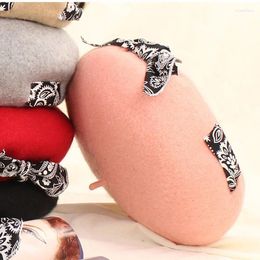 Berets MAXSITI U Winter Hat Woollen Caps For Women 2023 Retro Warm Mushroom VitergTemperament Painter Designer Pink