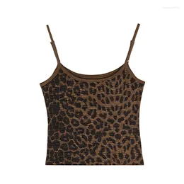 Women's Tanks Y2k E-Girl Leopard Print Tank Top Women Sleeveless Off Shoulder Sexy Casual Chic Fashion All Match Short Length Tops Camis