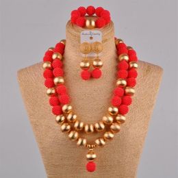 red african wedding beads 24 inches simulated pearl necklace nigerian bridal Jewellery sets FZZ40332Y