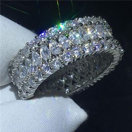 Luxury Finger ring 925 Sterling silver 5A Sona Cz Engagement wedding band rings for women Bridal Jewelry228E