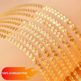 Chokers ZHIXI Pure 18K Yellow Gold Necklace Chain Real AU750 Gold Fine Jewellery for Women Wedding 45cm 60cm G02 231218