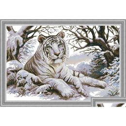 Craft Tools Tiger Home Decor Diy Artwork Kit Handmade Cross Stitch Embroidery Needlework Sets Counted Print On Canvas Dmc 14Ct Drop Dhuyz