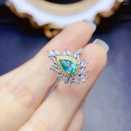 Cluster Rings FS Fancy Inlay 4 6mm Natural Topaz Ring Certificate Genuine Silver S925 For Women Fine Charm Weddings Fashion Jewelry MeiBaPJ
