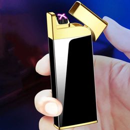 Outdoor Metal Windproof Dual Arc Plasma USB Rechargeable Electric Lighter Pulse Flameless Portable Gift for Men