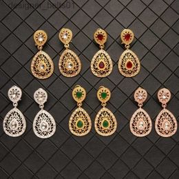 Dangle Chandelier Morocco Caftan Wedding Dress Gold Color Earrings Fashion Water Drop She Jewelry Court Carving Crystal High Quality EarringsL231219