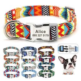 Dog Collars Leashes Adjustable Nylon Collar Personalised Cat Id Engraved Name Buckle Suitable For Small Medium And Large Homefavor Dhxva