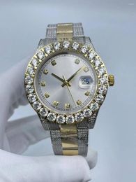 Wristwatches Mens Watch With Diamond Bezel: 44mm Mechanical Movement Waterproof And Large Window Date