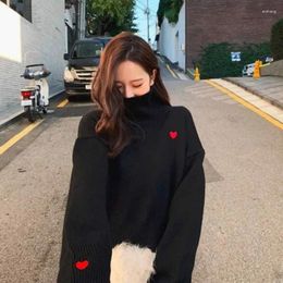 Women's Sweaters Pullover Sweater Black Cute Gigh Neck Knit Tops For Woman Embroidered Turtleneck Kawaii Tall Clothing