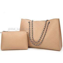 Composite Bag Messenger Handbag Purse New Designer High Quality Fashion Two In One Ribbed Cheque Chain Lady