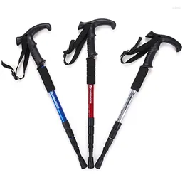 Bandanas 4-Section Outdoor Walking Stick Portable Trekking Pole Anti Skid Aluminium Alloy Cane Elderly Camping Climbing