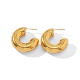 Newest Quality Jewellery C-shaped Hoop earrings Women's 18K gold stainless steel earring with gift ba260U