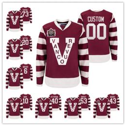 Vancouver Canucks 33 H.Sedin Hockey Jersey Millionaires Heritage Classic Burgundy Bo Horvat Quinn Hughes Elias Pettersson Vintage Pavel Bure 67