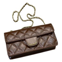 23CM Trend Flap Women Crossbody Bag Cowhide Leather Quilted Classic Evening Clutch Designer Wallet Shopping Coin Purse Luxury Handbag Cute Key Pouch Fanny Pack