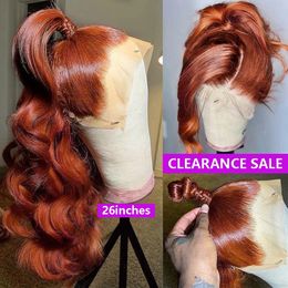 Synthetic Wigs Reddish Brown Body Wave Lace Front Wig 13x6 13x4 HD Transparent Frontal Pre Plucked Closure For Women 180 Density 231219