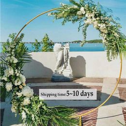 Single Hoop Wedding Arch Christmas Backdrop Wrought Iron Ring Flowers Balloon Arch Decorations Party Event Flower Arch Stand LJ201244a